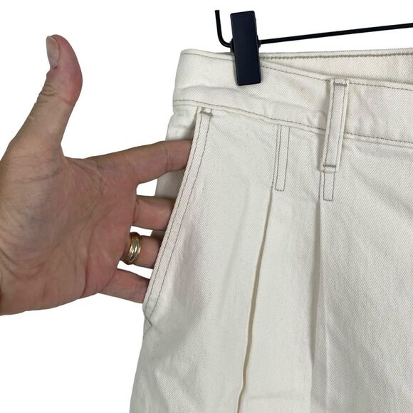 Abercrombie High Rise 90s Relaxed Jeans Sz 29 Short Petite Ivory Denim Pleated - Picture 5 of 13